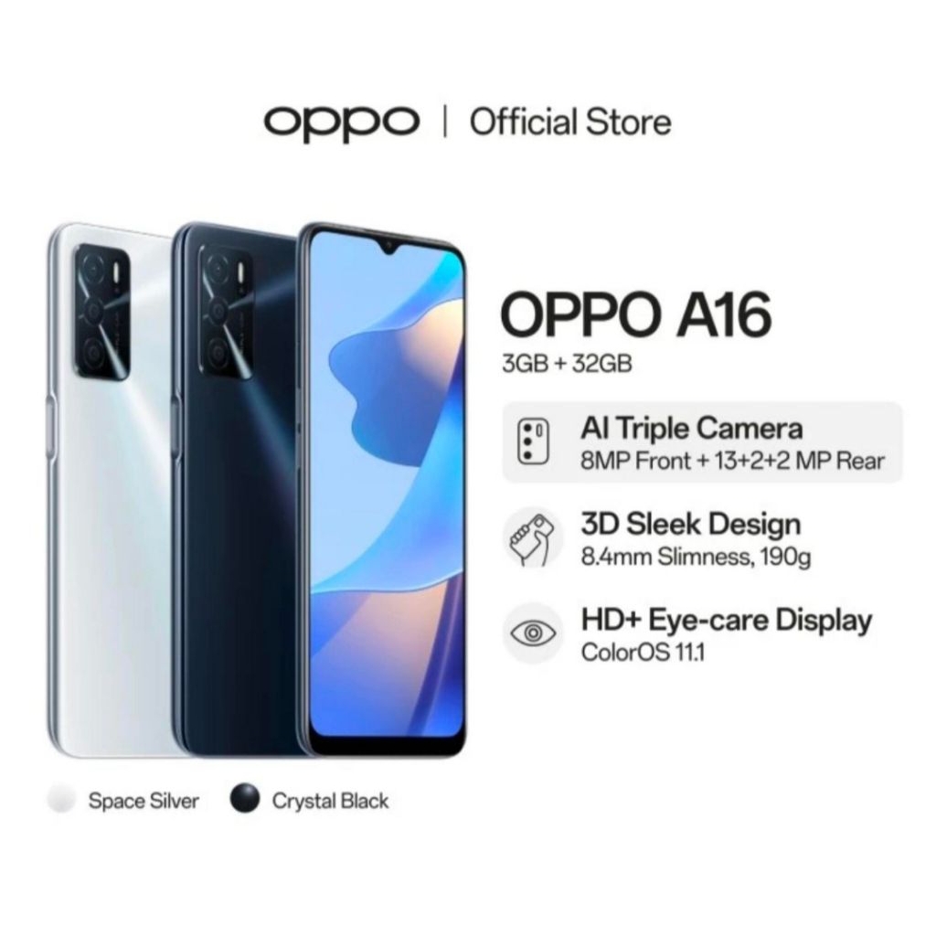HP OPPO A16 3/32 GB - OPPO A 16 RAM 3GB ROM 32GB GARANSI RESMI