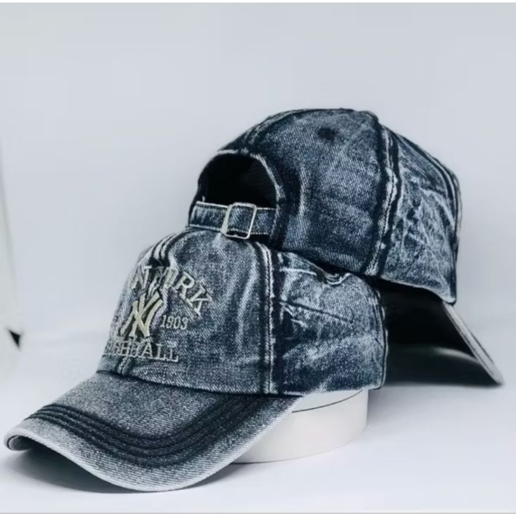 Alipa Store Topi Jeans NY Jeans Denim Model Terbaru 2024/ Topi Baseball Pria Wanita Distro Original 