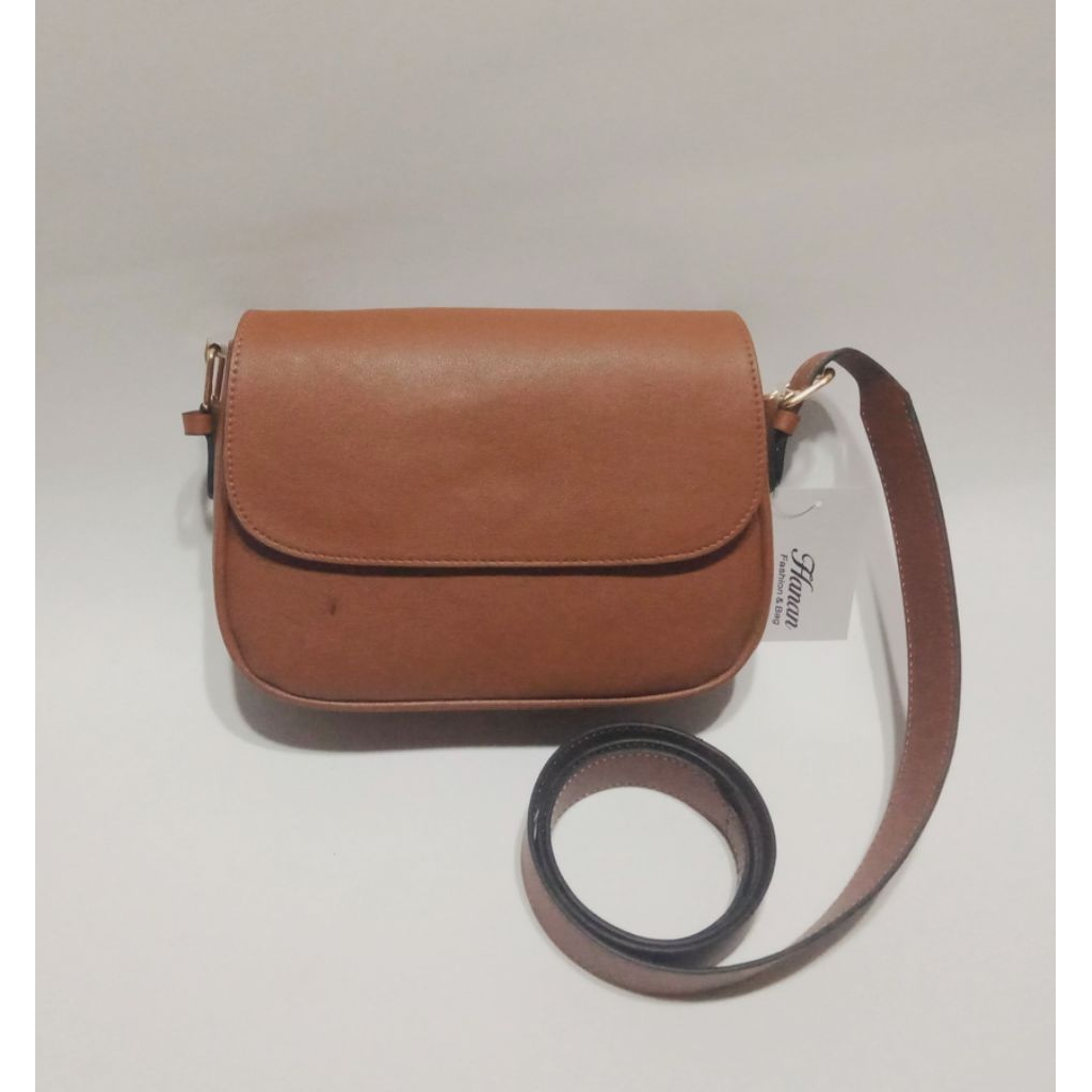 tas selempang  wanita kulit polos miniso simpel trendy premium satu tali panjang