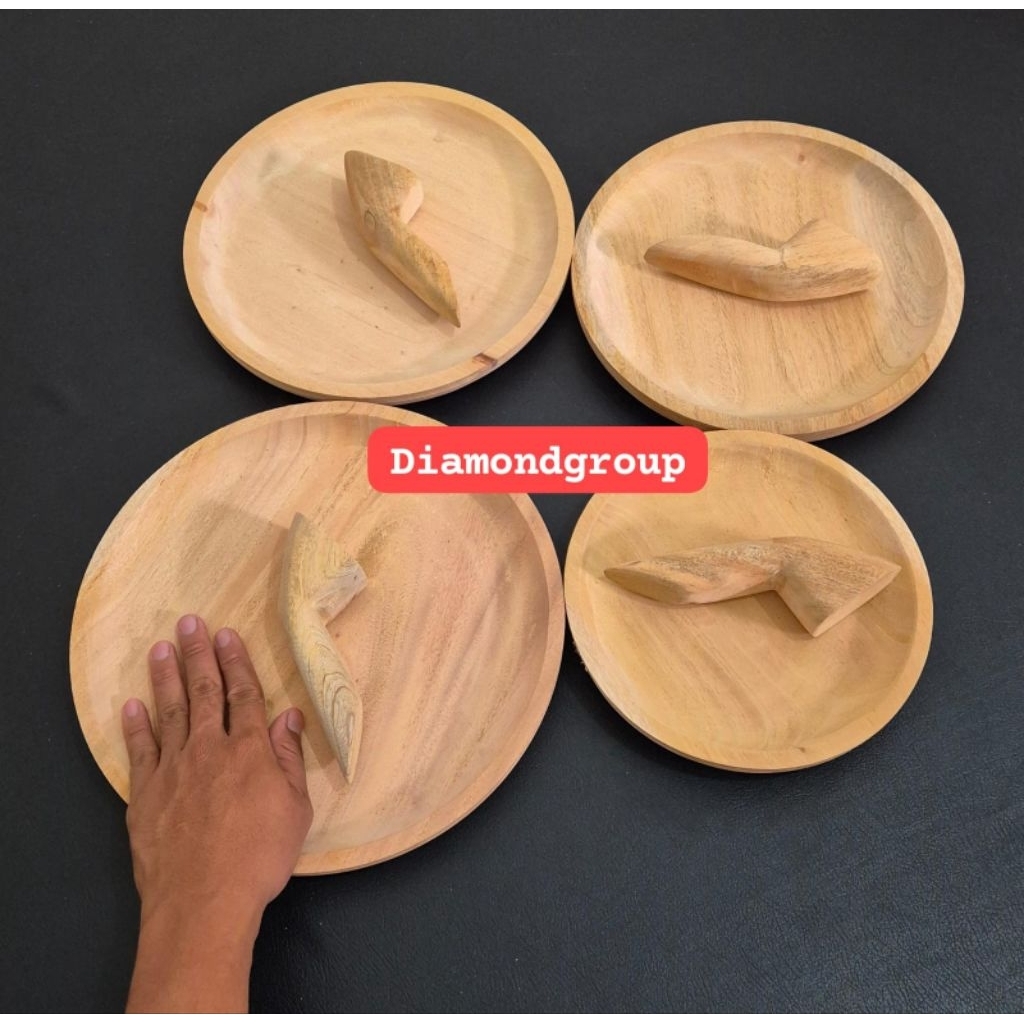 COBEK KAYU SIZE BESAR / COBEK KAYU MURAH SATU SET DENGAN ULEG SEDANG BARU SIZE 24 26 28 30 CM