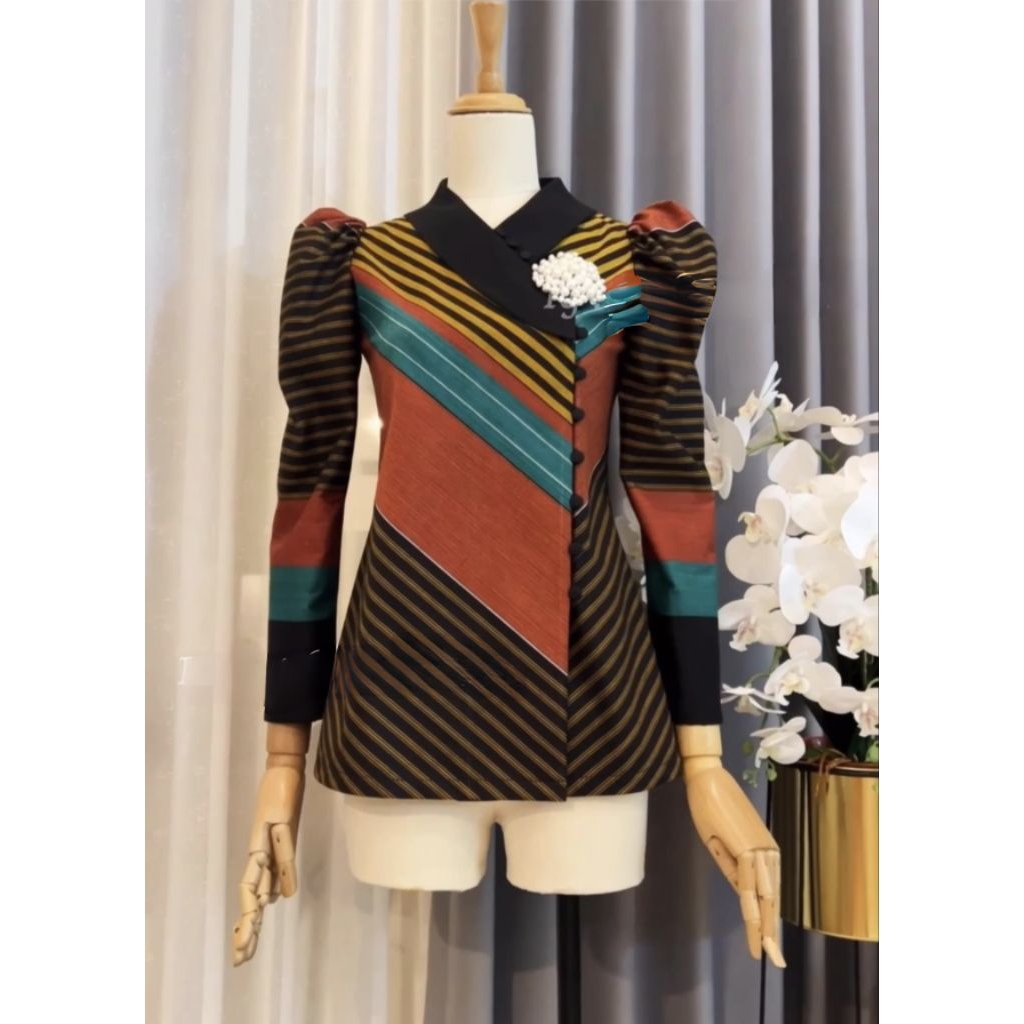 TENUN_GAYA Blouse tenun lurik wanita atasan lurik wanita baju tenun lurik wanita baju kerja wanita b