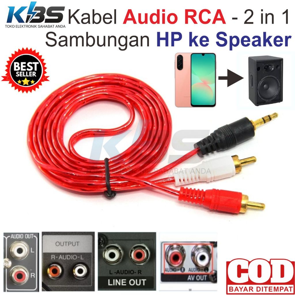 Kabel Audio RCA 2 in 1 Sambungan HP Laptop Komputer Tablet Ke Speaker Mixer Sound System Amplifier