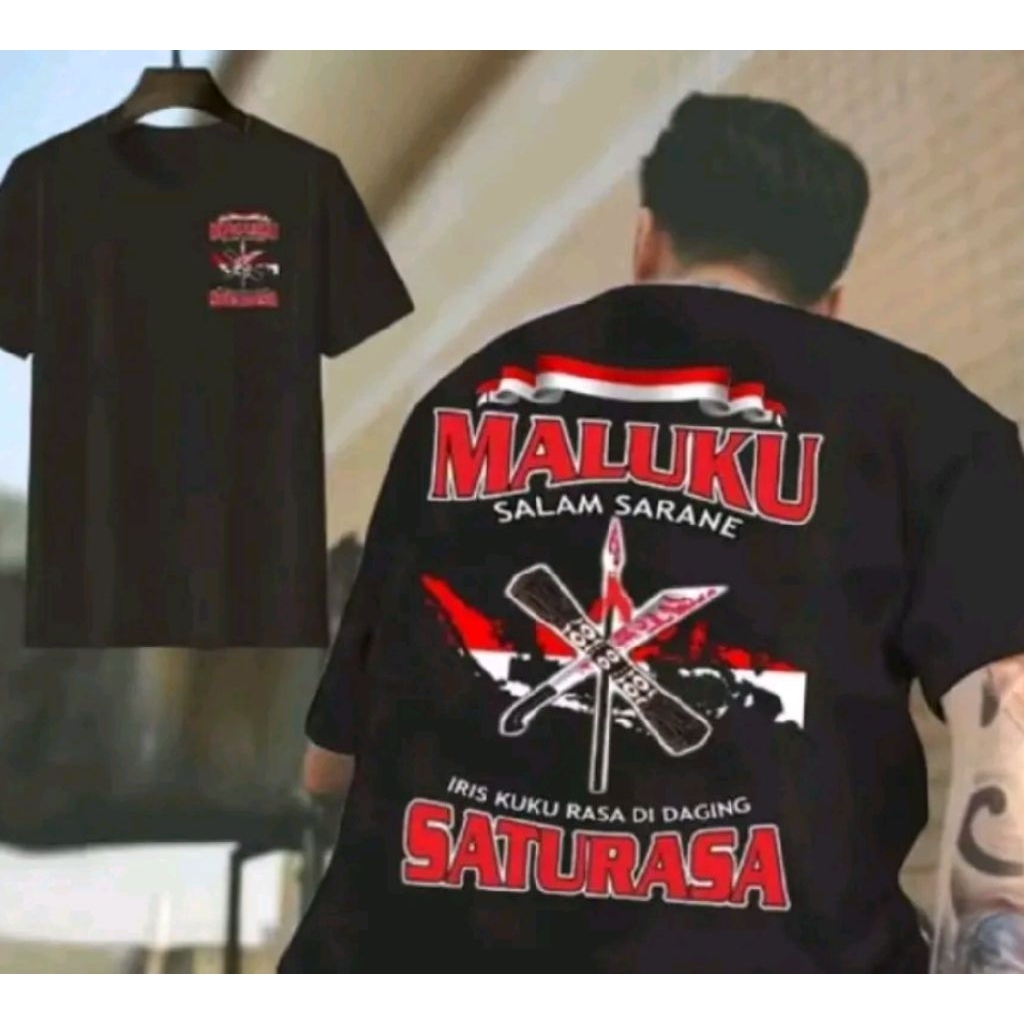 Kaos Distro Maluku Satu Rasa Salam Sarane Iris Dikuku Rasa Didaging