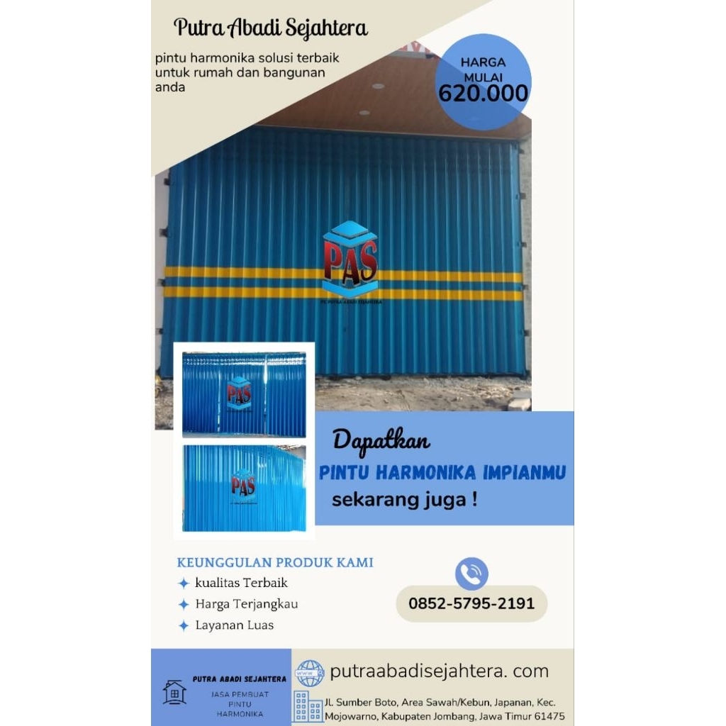 pintu harmonika, pintu ruko, pintu garasi,pintu gudang