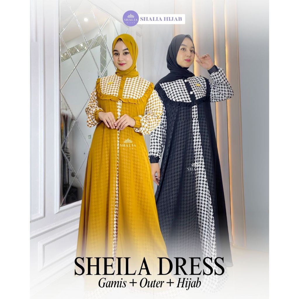 Shalia HIjab Sheila Gamis Shakilla Twill Outer Inner Dress Kondangan Muslim Wanita Terbaru Kekinian