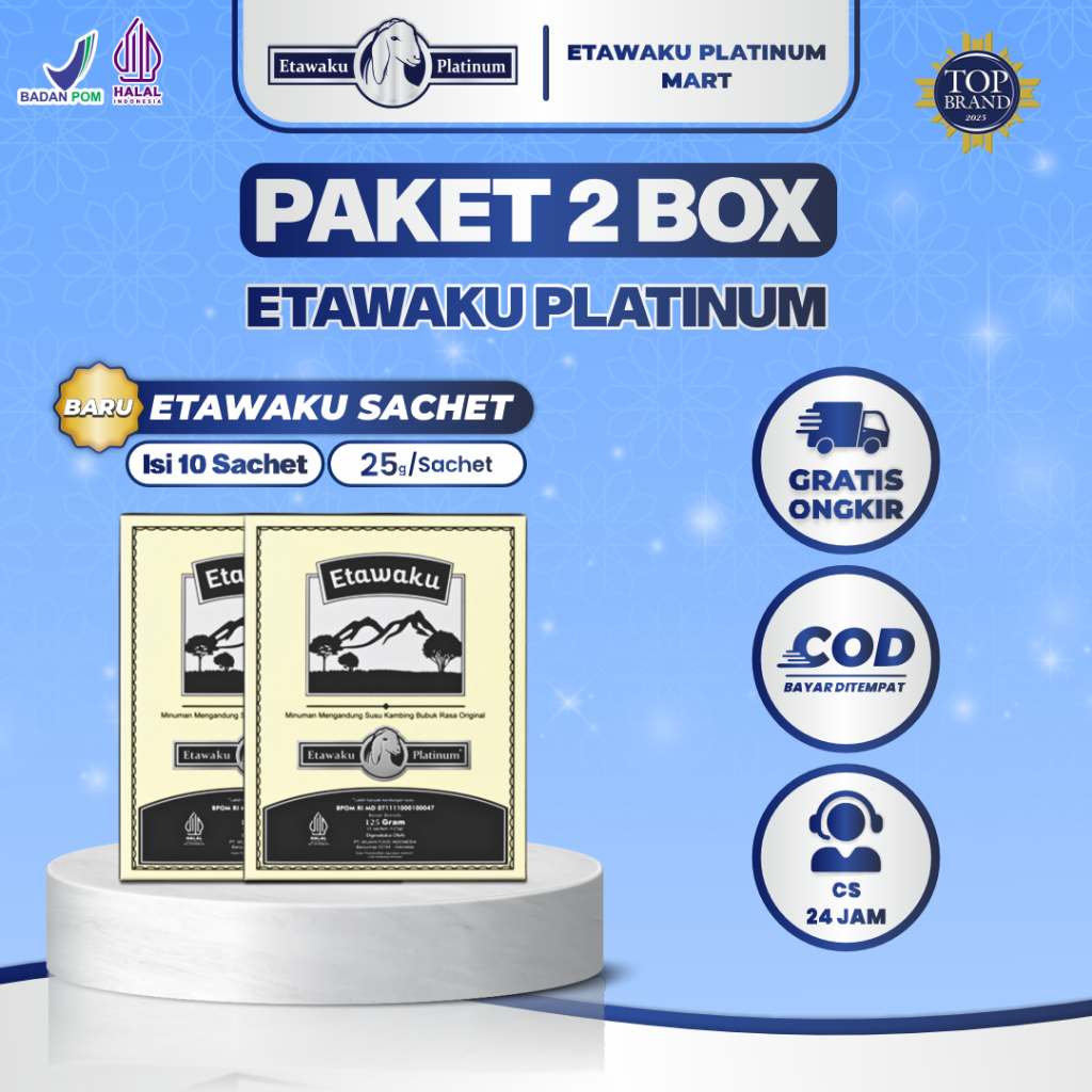 Etawaku Platinum Sachet - 2 Box (Isi 10 Sachet) Susu Kambing Bubuk Original Untuk Masalah Pernafasan