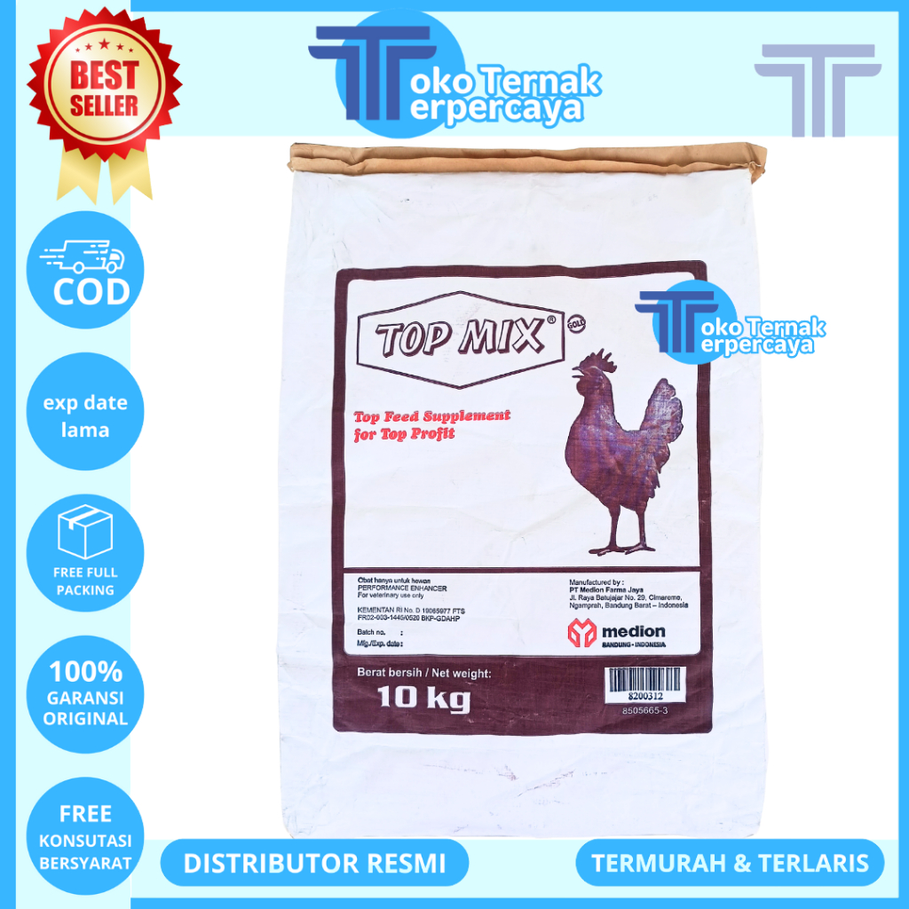 TOPMIX TOP MIX 10 KG (1 SAK) MEDION - Suplemen Penggemuk Ayam Tingkatkan Produksi Telur Tambahan Pak