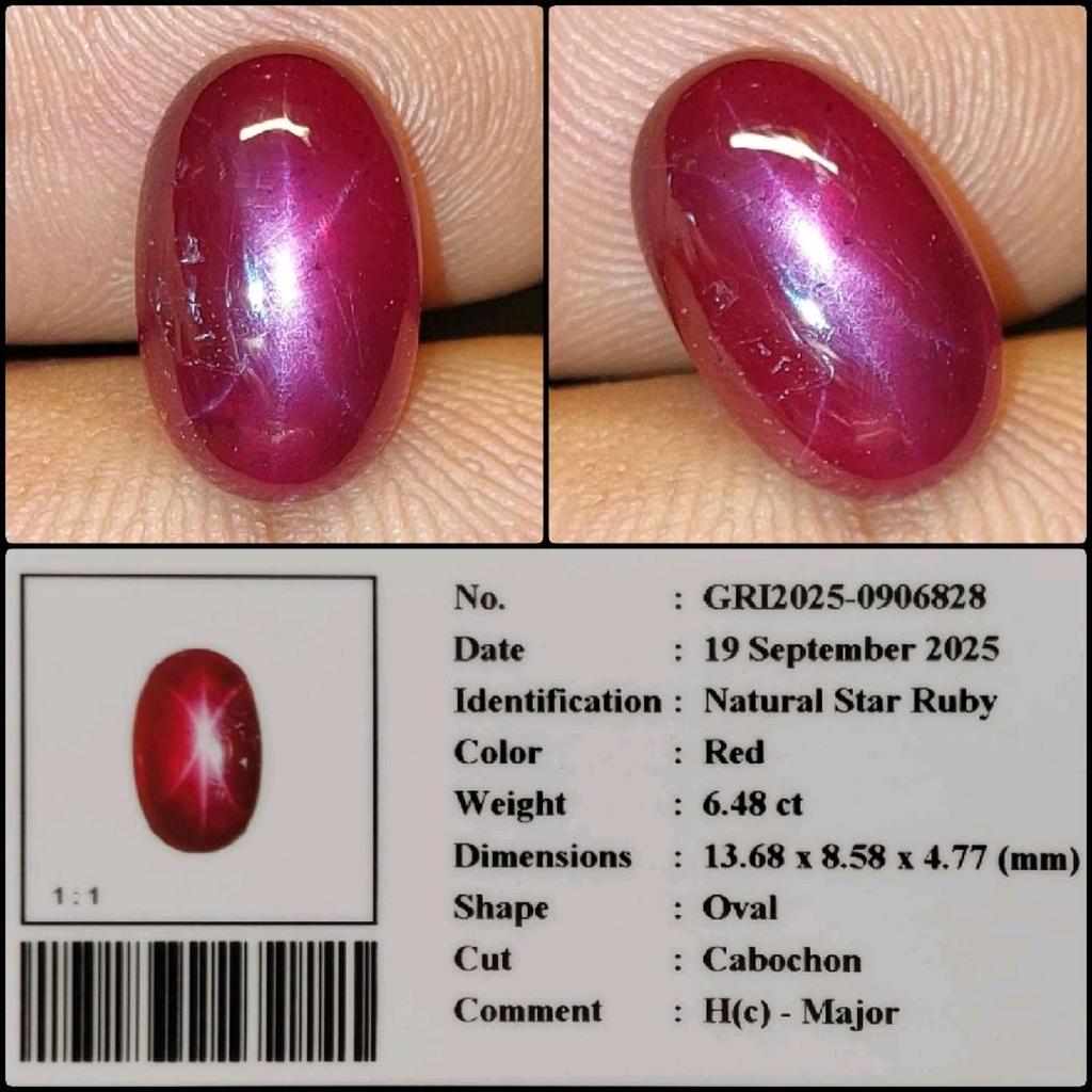 Natural Ruby Star Red Pigeon Blood Color Crystal Clean Strong Star Batu Permata Rubi Bintang Asli