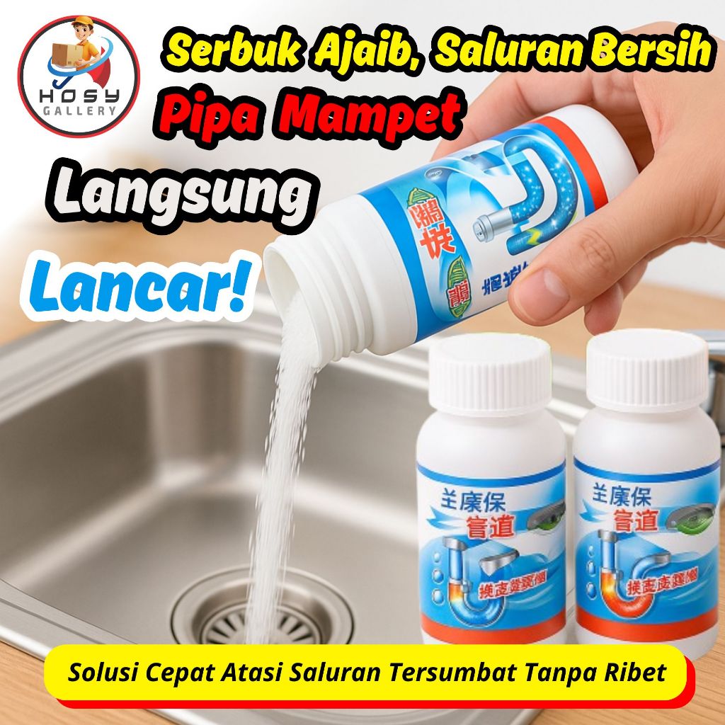 Bubuk Anti Sumbat Mampet - Pembersih Saluran Air Wastafel & Kamar Mandi Ampuh & Praktis Serbuk Ajaib