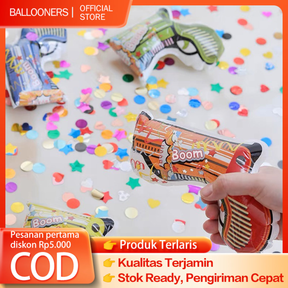 Balon Pistol Party Popper Confetti / confeti /semburan kertas /Dekorasi Pesta Ulang Tahun