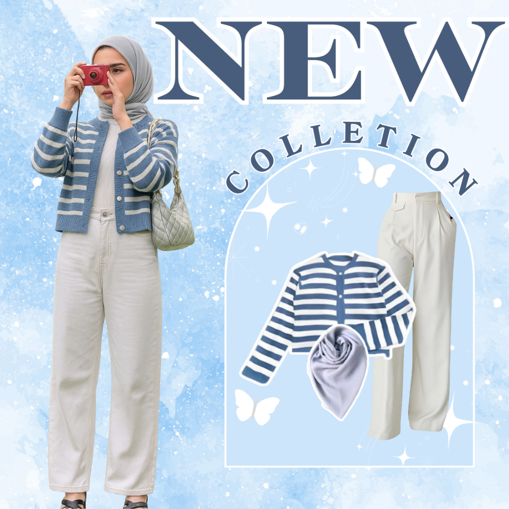 Cardigan Rajut + Celana Kulot Highwaist Terbaru Outfit HIjab OOTD Keren