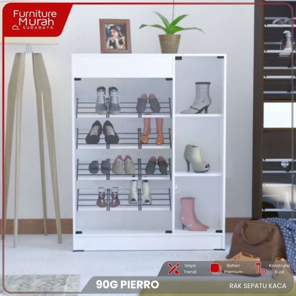 FURNITURE MURAH SURABAYA - Rak Sepatu Series 90 G Pierro Rak Sepatu kaca Multifungsi