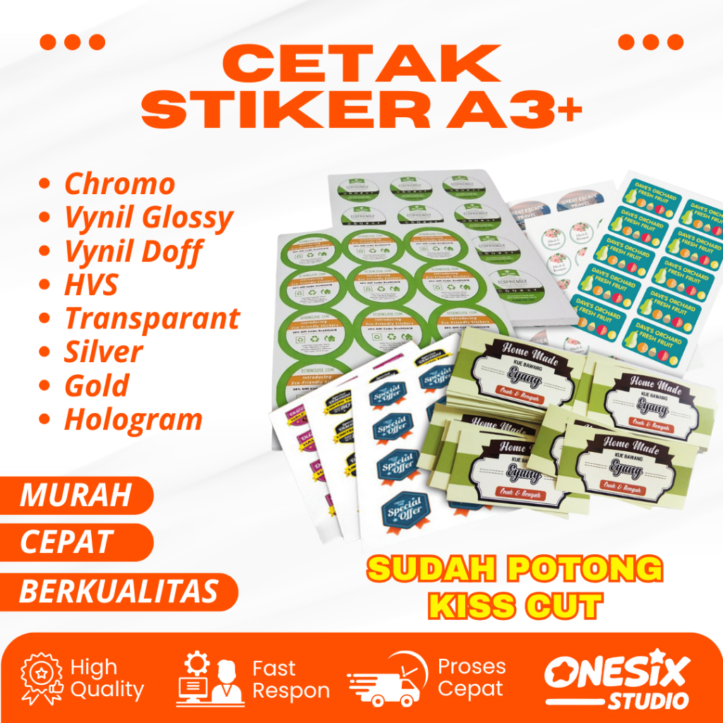 Print Sticker Label A3+ Print & Cut - Cetak Stiker Custom Murah / Digital Print Laser A3+ Terbaik