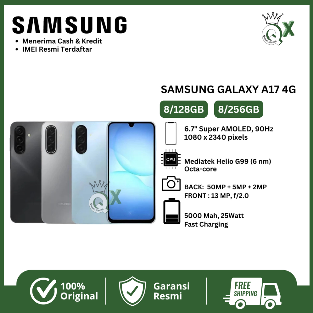 SAMSUNG GALAXY A17 4G RAM 8/128GB 8/256GB GARANSI RESMI 12 BULAN
