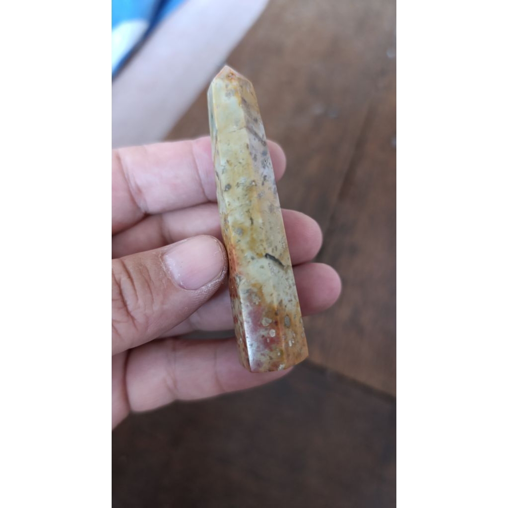 CS 120 Tower Yellow Jasper Model segi enam atau obelisk asli Natural koleksi dekorasi dll