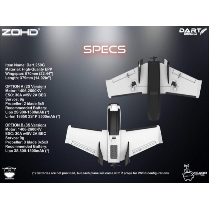 ZOHD DART 250G 570mm Wingspan EPP FPV RC Wing Airplane PNP