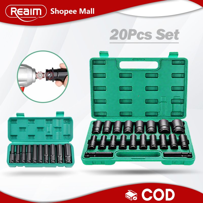 Reaim Kunci Sok 20PCS Kunci Set Lengkap Kunci Set Toolkit Set Tool Box Set Lengkap
