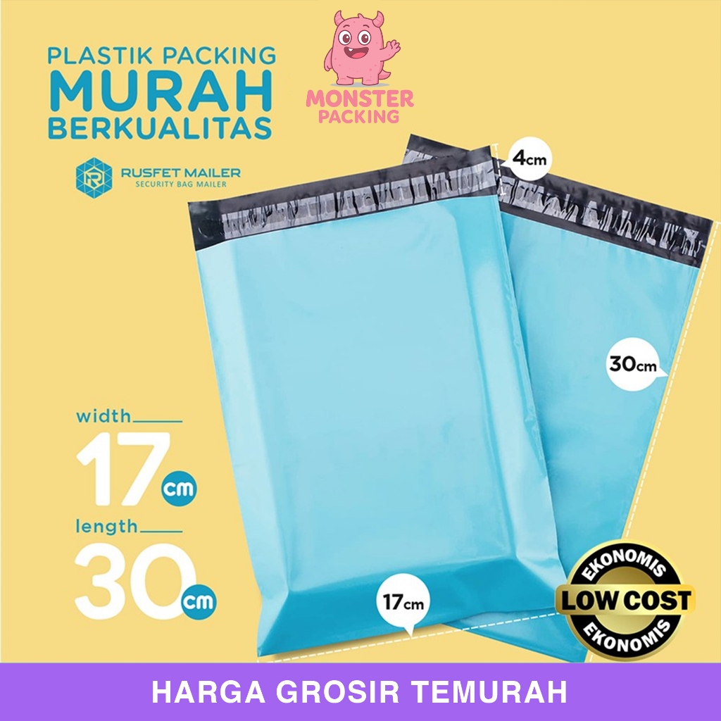 Plastik Polymailer Pack LOW COST Amplop Polimailer BLUE Rusfet 17x30cm