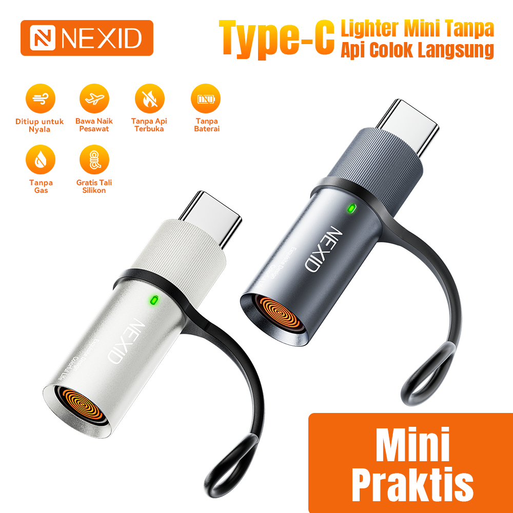 NEXID Pemantik Rokok Ponsel OTG Automatis Paduan Aluminium Pemantik Elektronik Type C Korek Api OTG