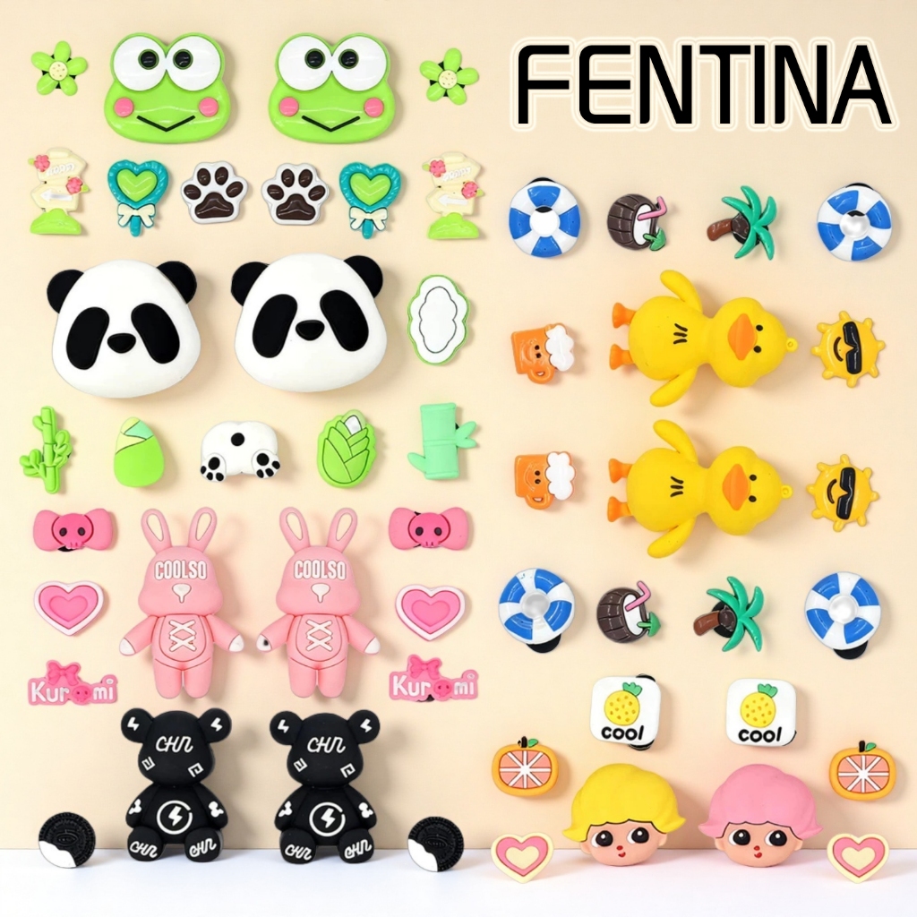 FENTINA Aksesoris Sandal Permata Hiasan Kartun Sandal Mewah Diamond Korean Style Bros & Pin