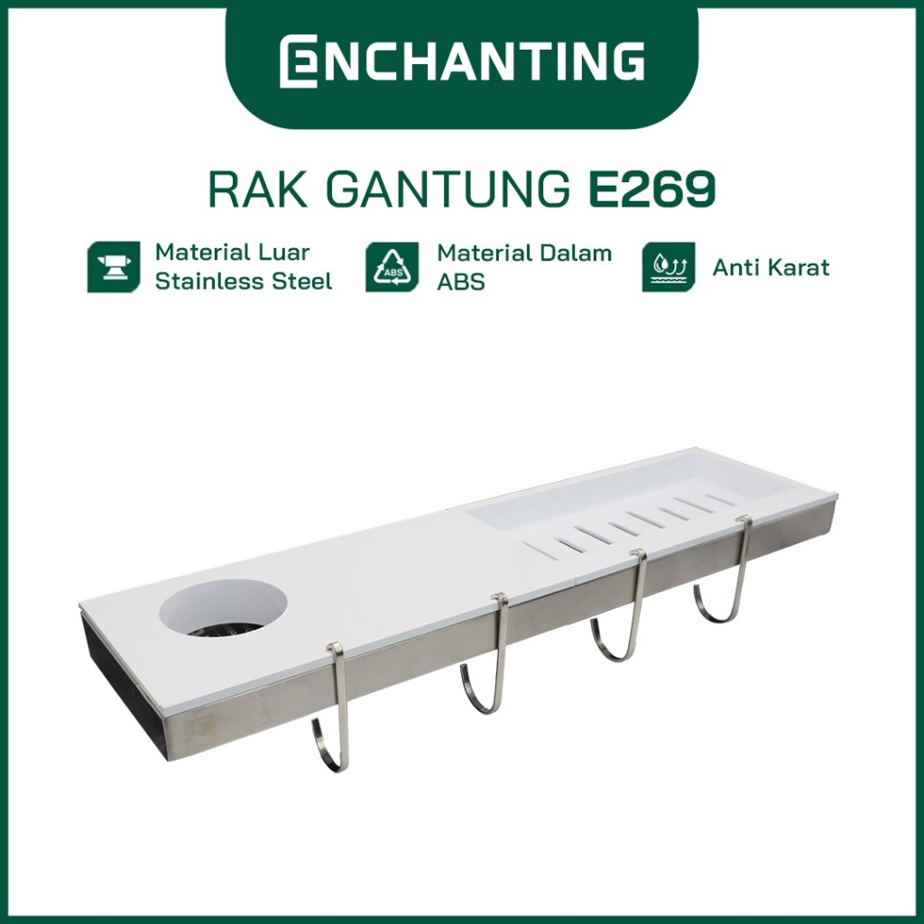 ENCHANTING Rak Gantung Dinding Material ABS Minimalis Tebal Kokoh Anti Karat 4 Hook Europe Enchantin