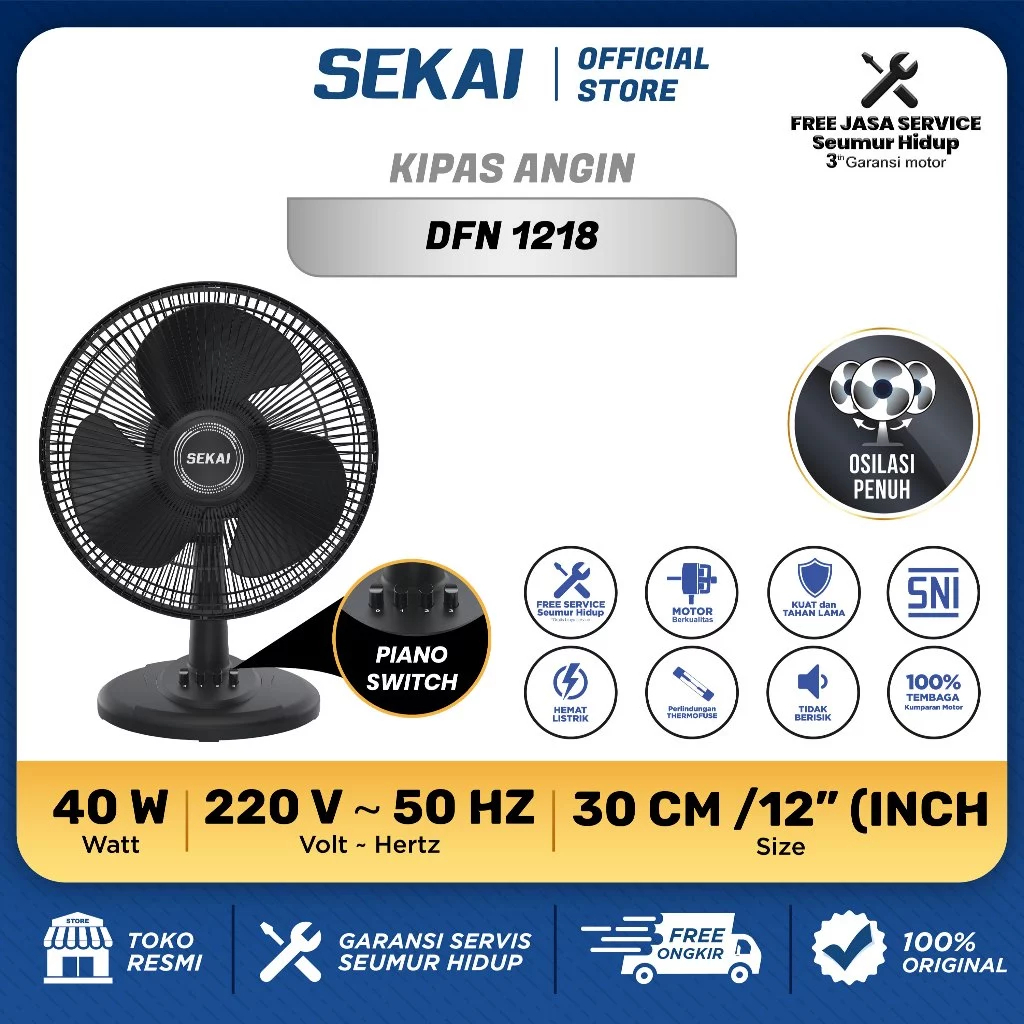 SEKAI Kipas Angin Meja 12 Inch DFN 1218