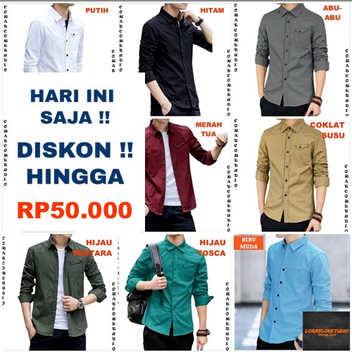 READY STOCK REALPIC GRAYWOLF Chameleon Shop Shirt Jumbo Big SIze Hem Pria Kemeja Cowok 1 Kantong Sak