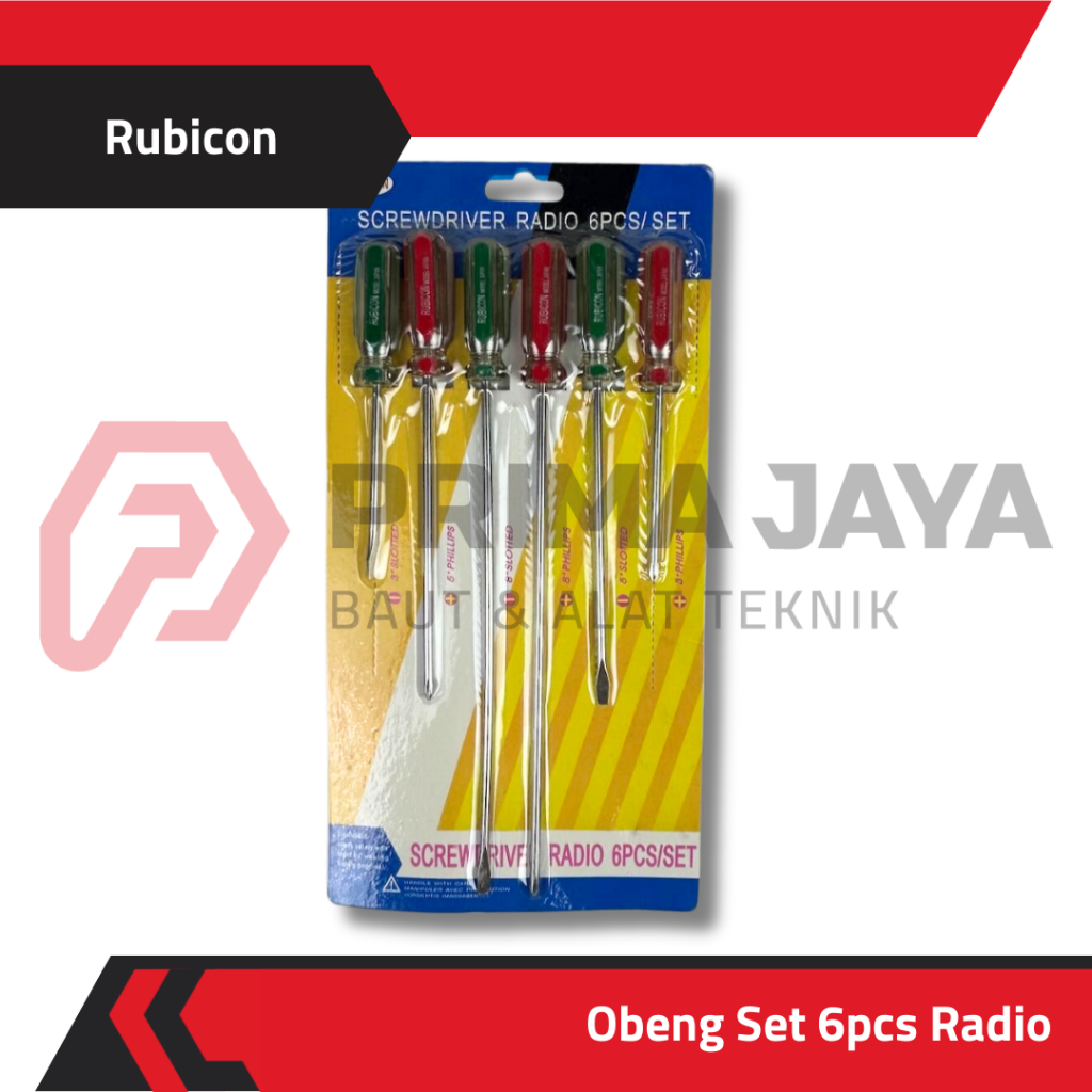 OBENG CRYSTAL / RADIO / TRANSPARAN 3" 4" 5" 6" 8" PLUS (+) / MINUS (-) SET 6 PCS