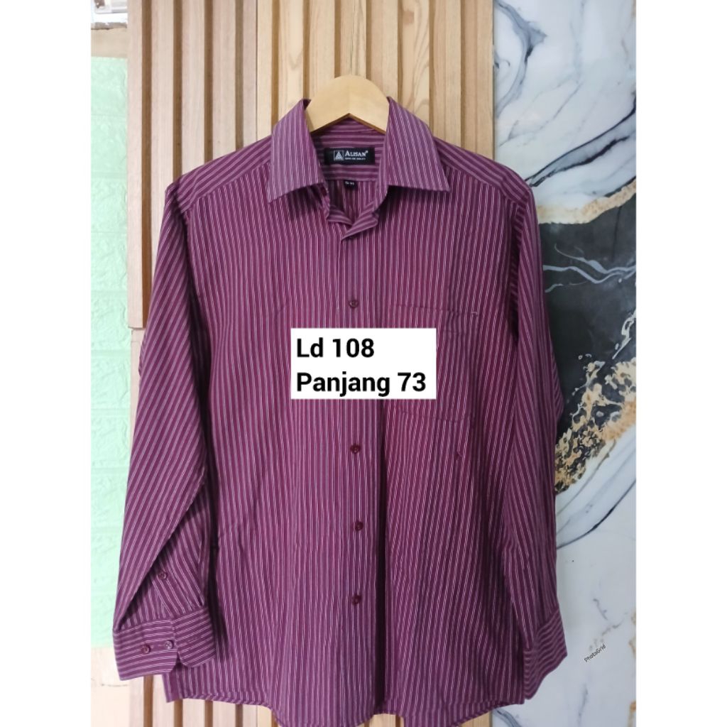 Preloved Kemeja Pria Alisan motif Salur Maroon