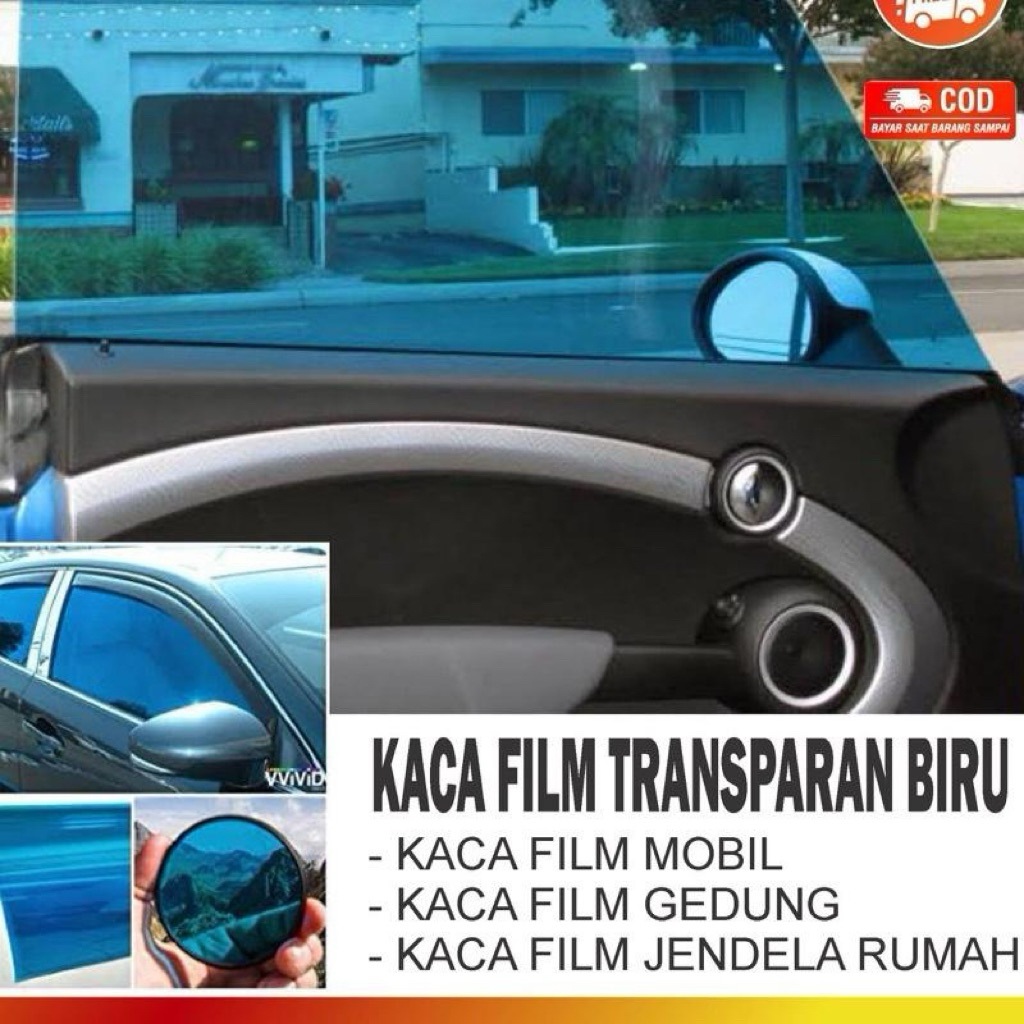 Kaca Film Merk Rona Warna Biru Ukuran Lebar 152cm (METER) Stiker Kaca Mobil