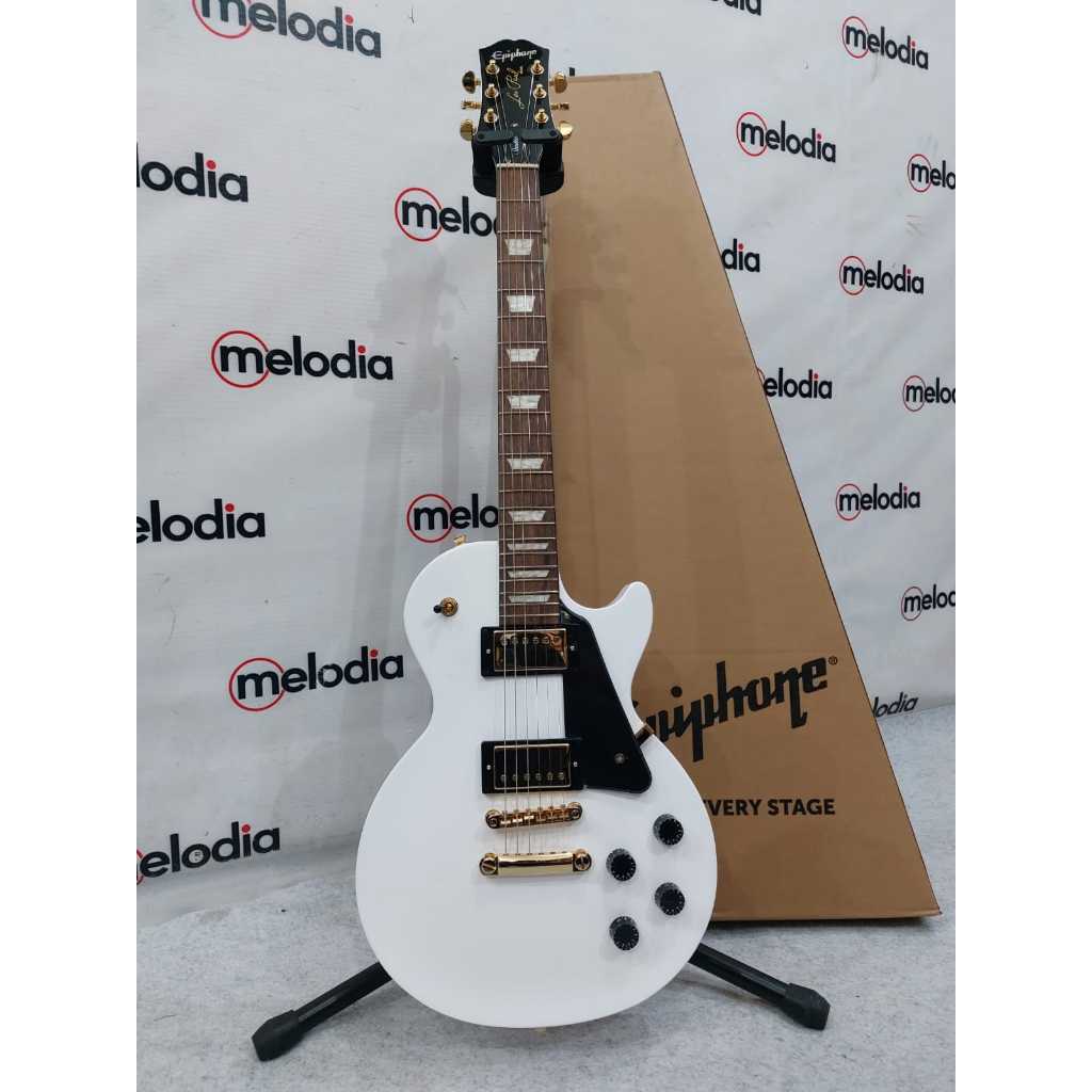 Epiphone Les Paul Studio Alpine White with Gold Hardware, 6-strings Electric Guitar (EILTAWGH3)