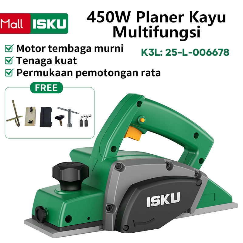 ISKU Mesin Serut Planner Mesin Ketam Listrik Mesin Serut Kayu Planer Multifungsi 450W Electric Plann