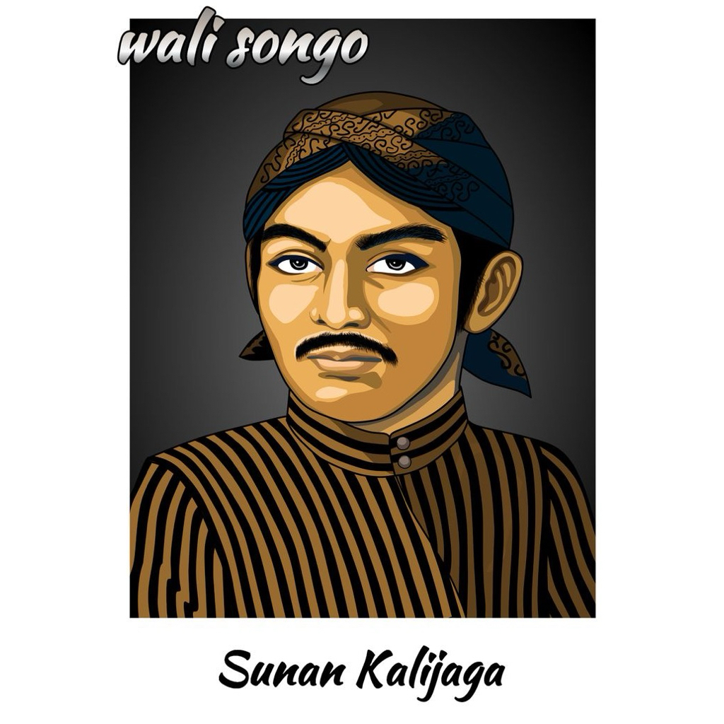 Hiasan dinding plus bingkai cetak gambar Sunan Kalijaga uk: 65cm x 45cm