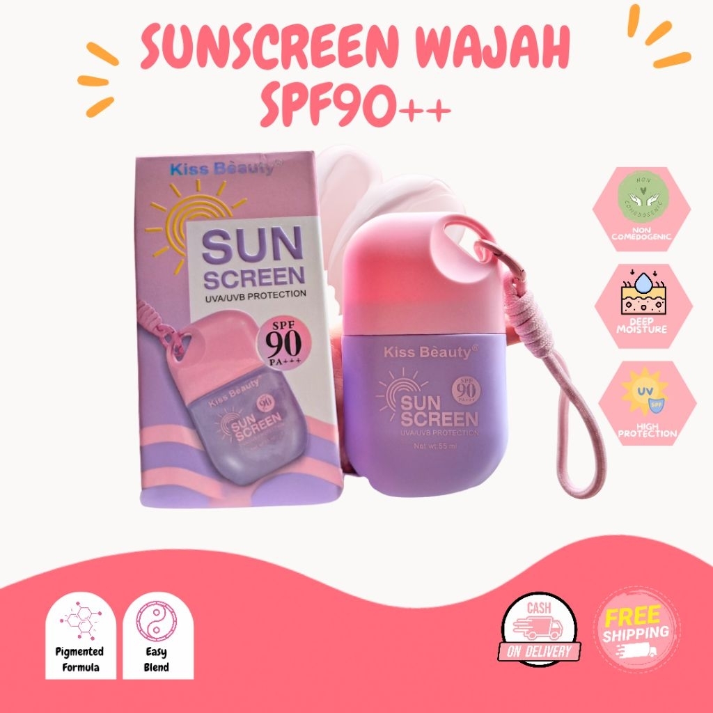 NEW SUNSCREEN KEMASAN UNGU UVA/UVB PROTECTION SPF 90PA++ SUNBLOCK WAJAH