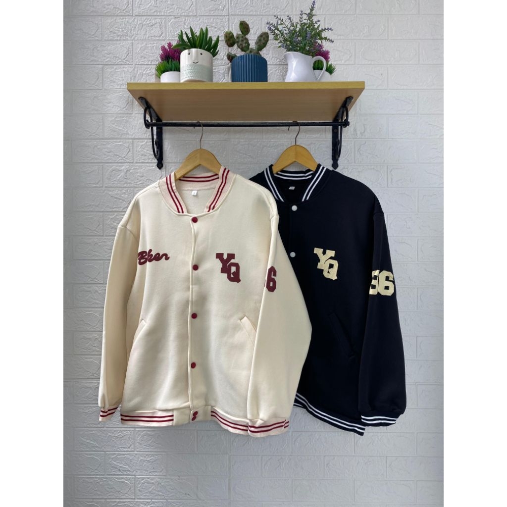 [J-180] Jacket Baseball Fleece Premium Unisex Korean Style