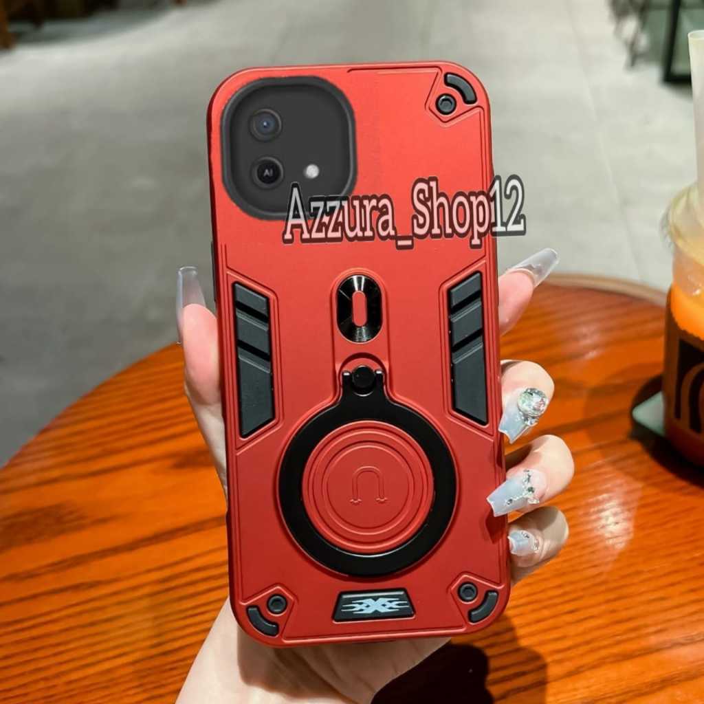 Casing HP Untuk OPPO A16E/A16K Hard Case Pro Camera Carbon Fibre 360 Degree Rotasi BracKet