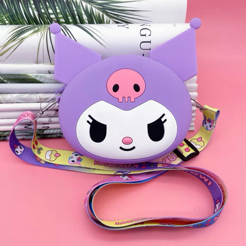 tas selempang kuromi / tas silokon kuromi / tas 3D silikon kuromi / tas selempang anak anti basah /t