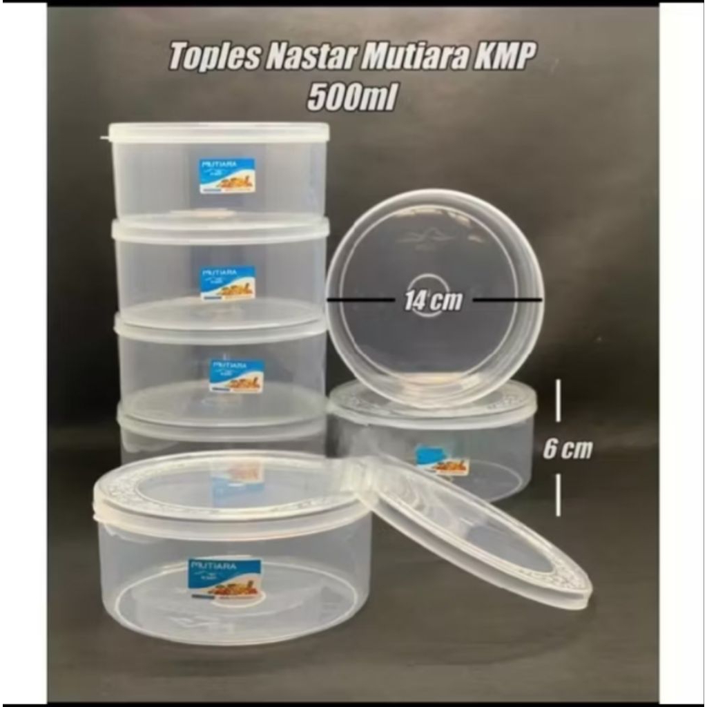 KMP Mutiara Toples Kue Kering Nastar 1/2 kg Sealware Kotak Plastik 750ml Diameter 14cm Tinggi 6.2cm 