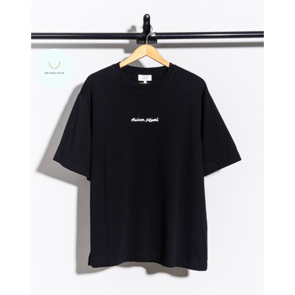 Maison Kitsune Logo handwriting oversized tshirt Black