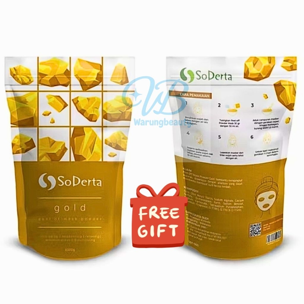 SODERTA GOLD PEEL OFF MASK 1KG POWDER | Masker Karet Bubuk Rubber Jelly Klinik Kecantikan Original B