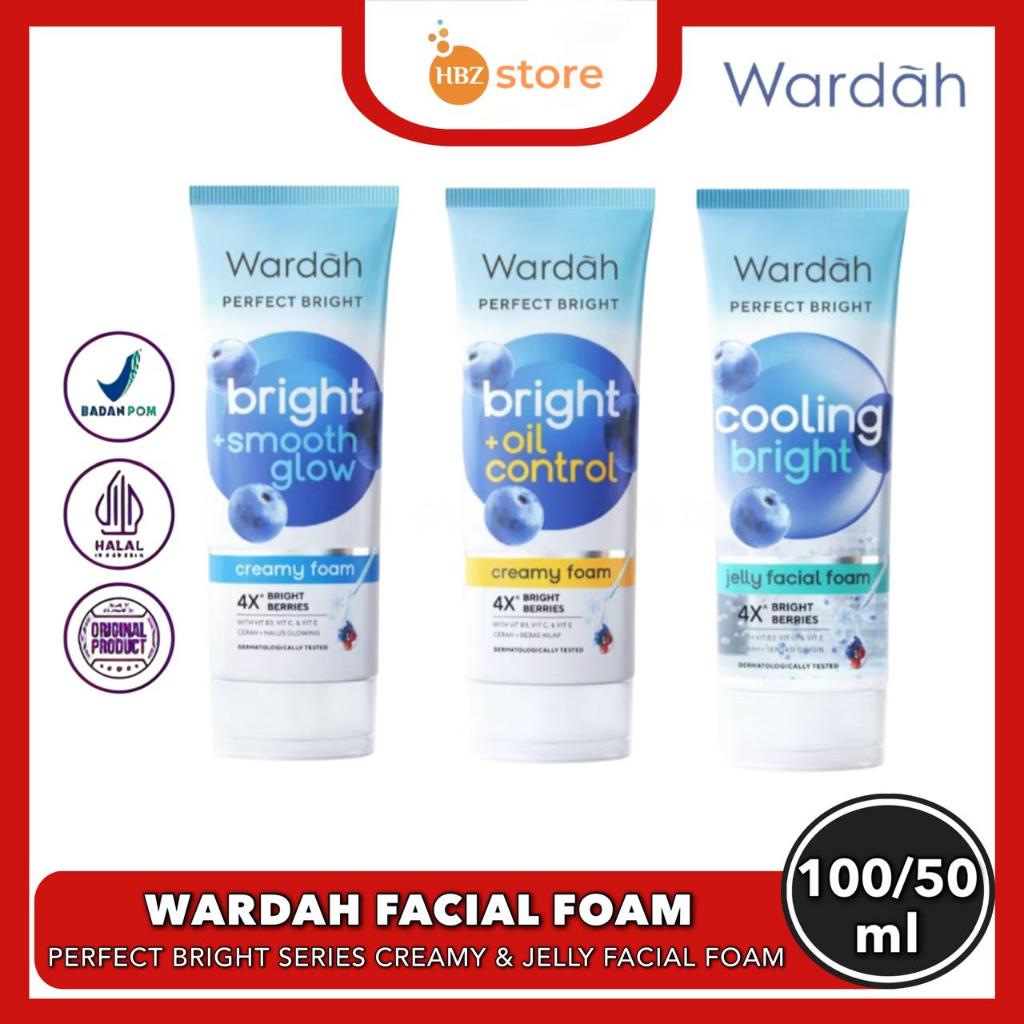 Wardah Perfect Bright Series Facial Foam 100ml/50ml - Creamy Facial Foam & Jelly Facial Foam