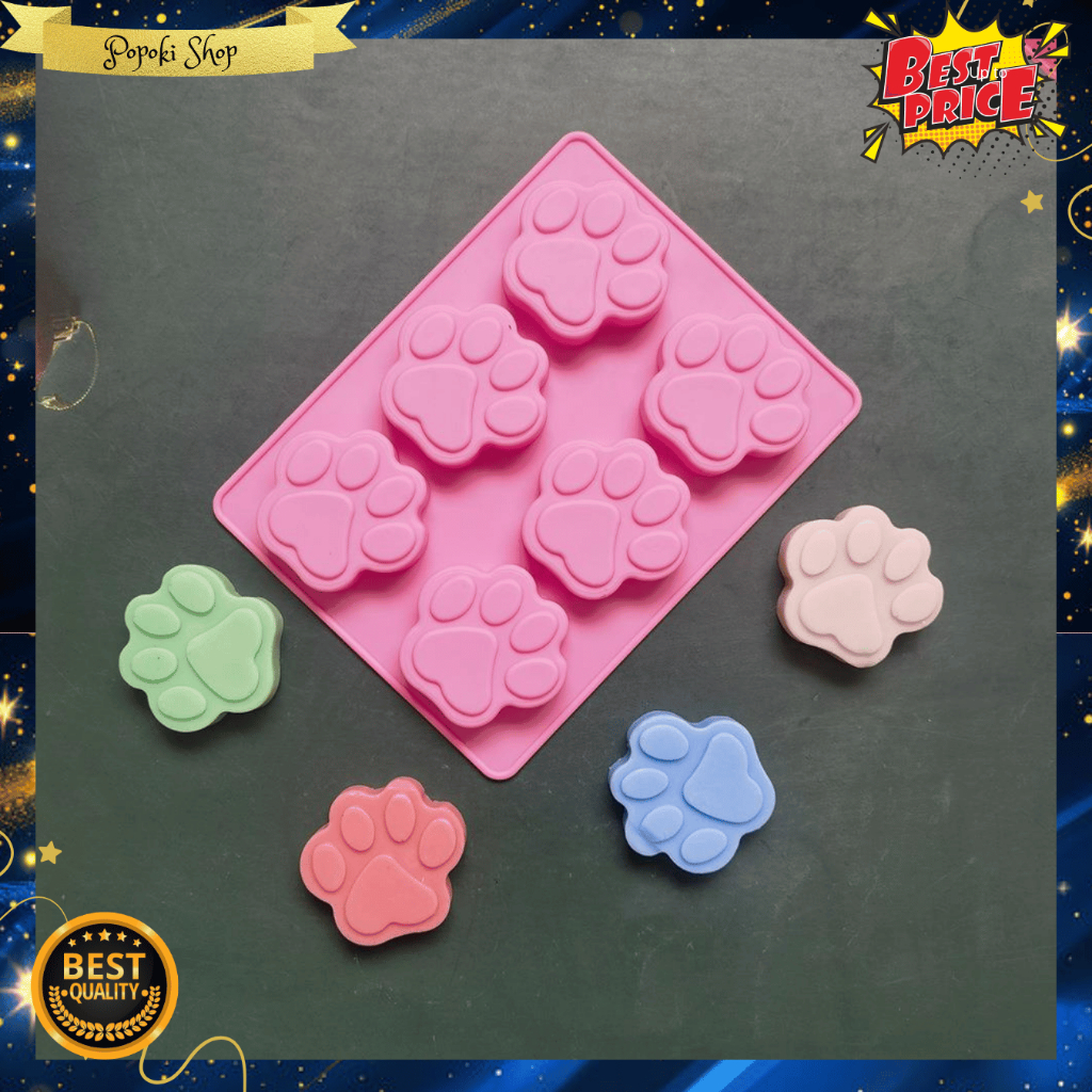 Cetakan Doggy Paws Telapak Kaki Anjing Puppy Silikon utk Kue Jelly Biskuit dll Tahan Panas / Cetakan