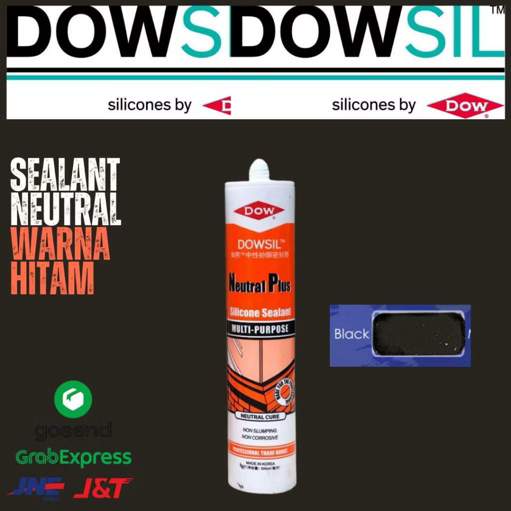 Dowsil Netral Plus 300ml - Hitam / Silicone Sealant Dowsil Neutral / Sealant Dow Corning Netral