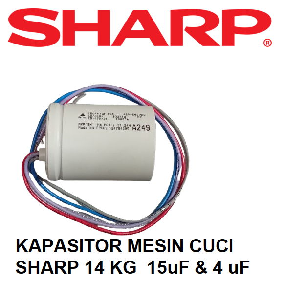 ORIGINAL KAPASITOR CAPACITOR CAPASITOR 15+4uF 15 mikrofarad + 4 mikrofarad mesin cuci 2 tabung sharp