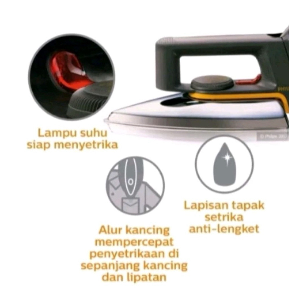 New Setrika PHILIPS Electric Dry Iron Classic HD 1172 / PHILIPS HD1172 Setrika