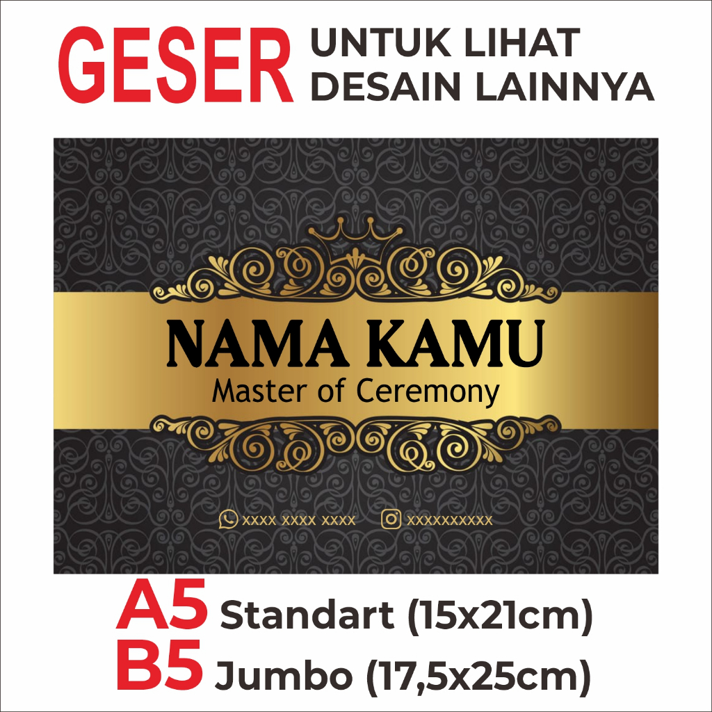 Cue card MC Qcard Hardcover laminasi (waterproof) cuecard mc custom desain bisa pakai desain Sendiri