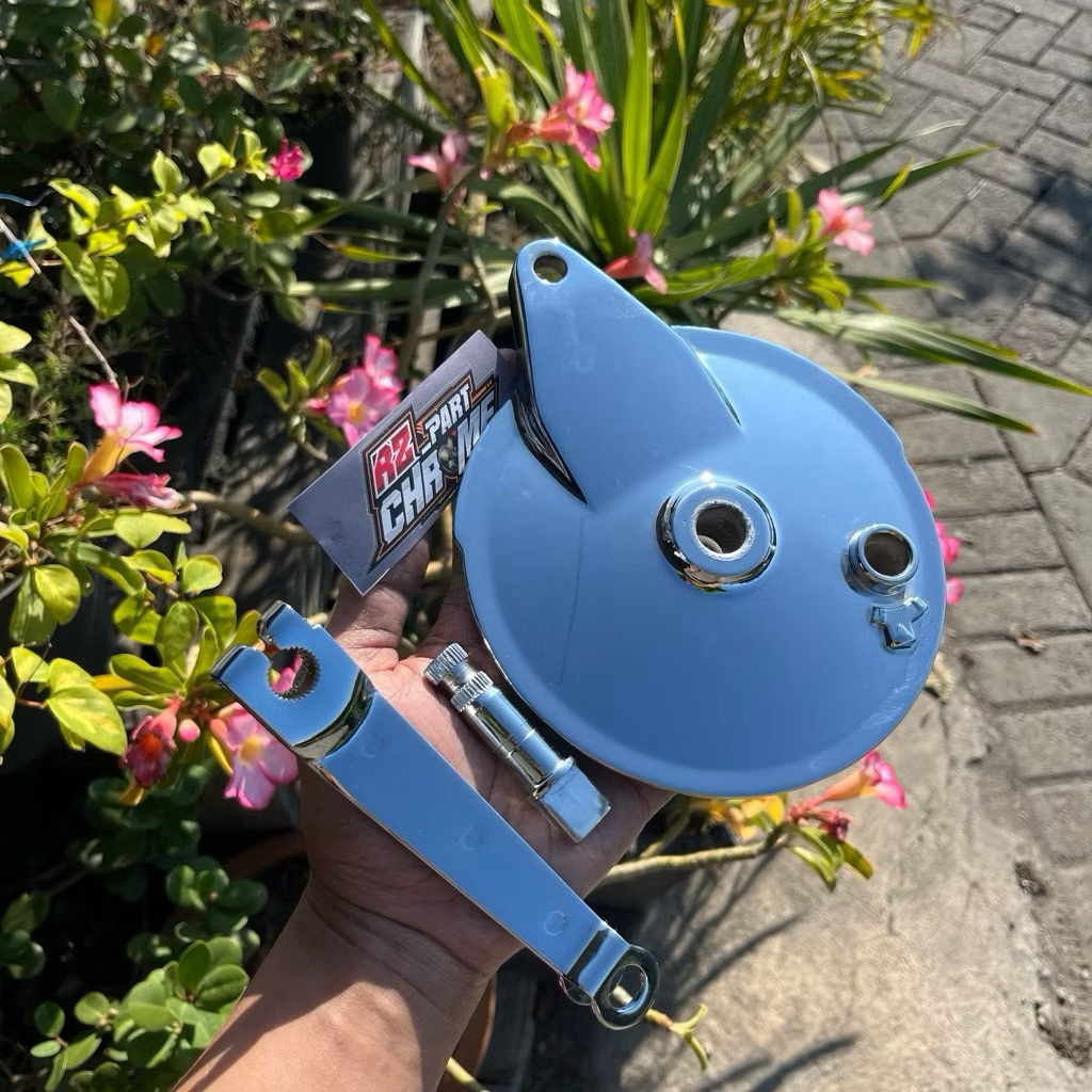 (SET AS+PAHA REM BYSON) TUTUP KAMPAS TROMOL BELAKANG CHROME CROME ORIGINAL RX KING VIXION SC SCORPIO