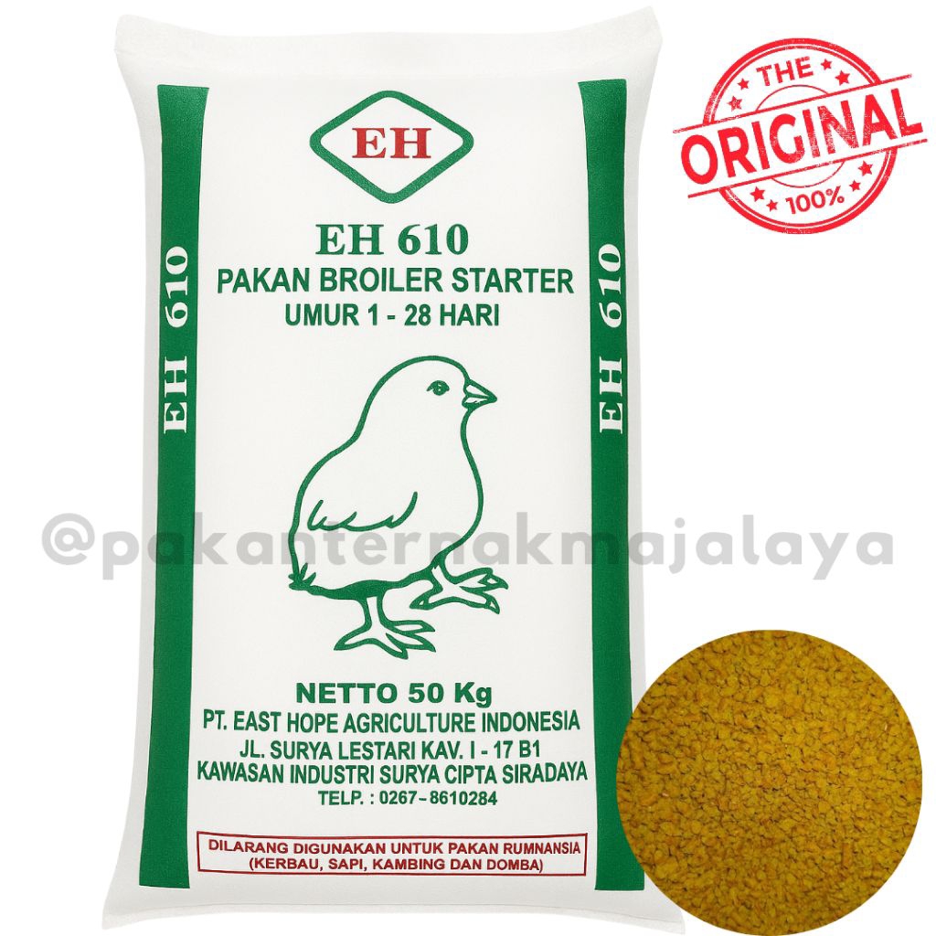 Pakan Broiler EH 610 1 KARUNG (50KG) Starter Ayam Pedaging Pakan Ayam Cepat Besar