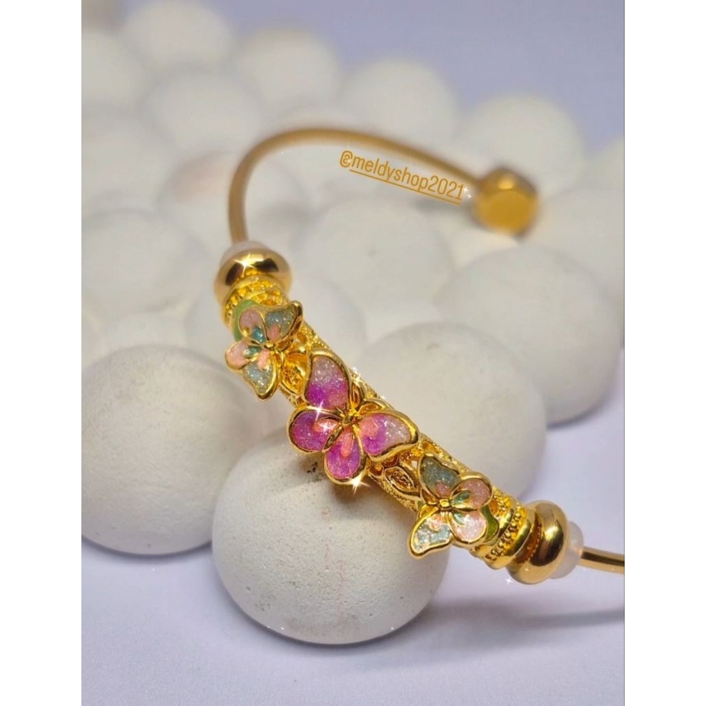 MELDY SHOP - mainan gelang CHARM PIPA / TABUNG / BUNGA KUPU berat ringan HK hongkong 999 kombi gelan