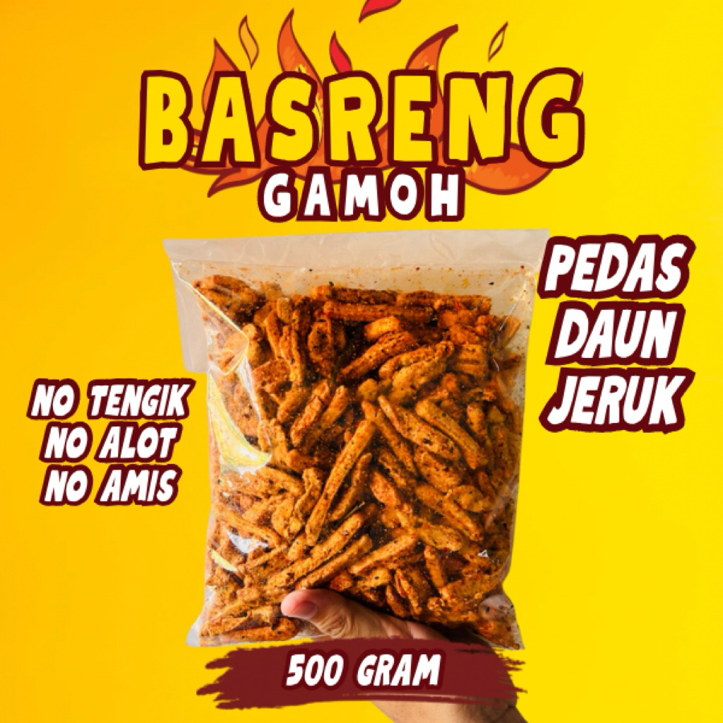 500gram Basreng Stik Pedas Daun Jeruk Renyah Basreng Daun Jeruk (TIDAK RENYAH, UANG KEMBALI 100%)